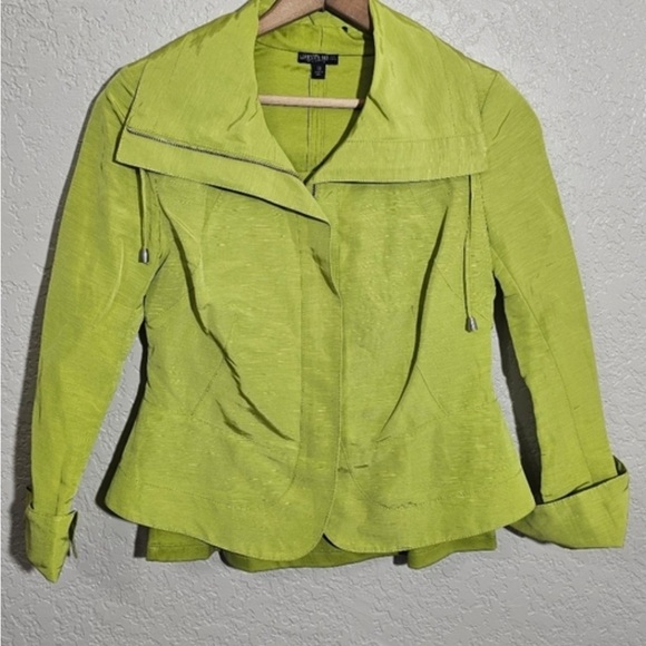Lafayette 148 Stylish Chartreuse Women's Linen Blend Jacket - Picture 1 of 14